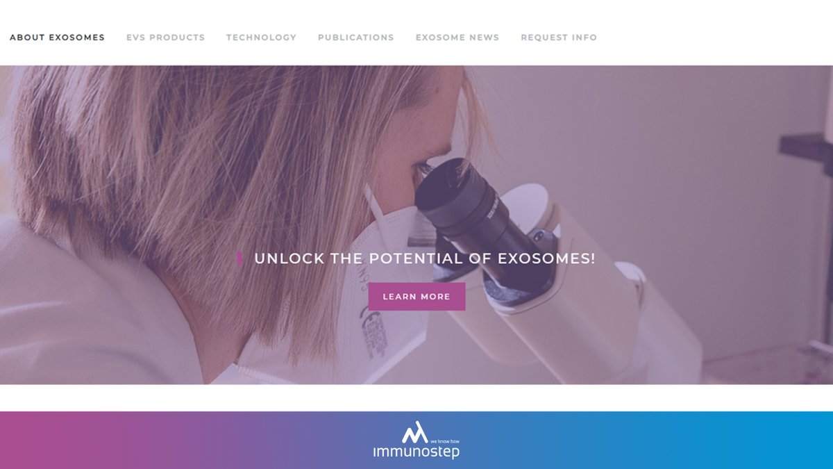 Immunostep's tweet photo. We are proud to announce the launch of our new exosome line website. You  can visit all our content about #EVs and find out evything about #exosome detection, isolation and characterization at https://t.co/0t3t8BzyPK https://t.co/EdQFyNk9BS