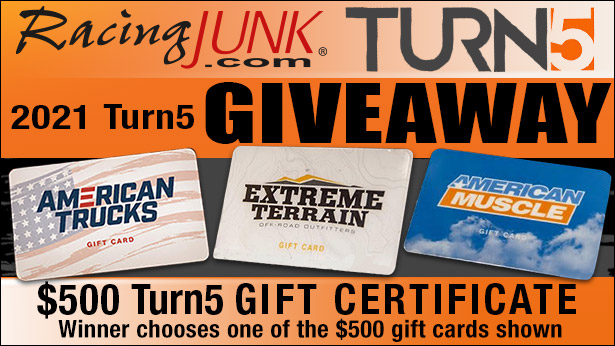 LAST CHANCE to win a $500 Turn5 gift card from our friends at 
<a href="/racingjunk/">RacingJunk</a> 

The Winner chooses a $500 gift card from one of the following sites: American Muscle, Extreme Terrain or American Trucks. Hurry, contest ends 9/30!

ENTER TO WIN NOW!
ow.ly/mKid50GhkFY

#RaceCIR