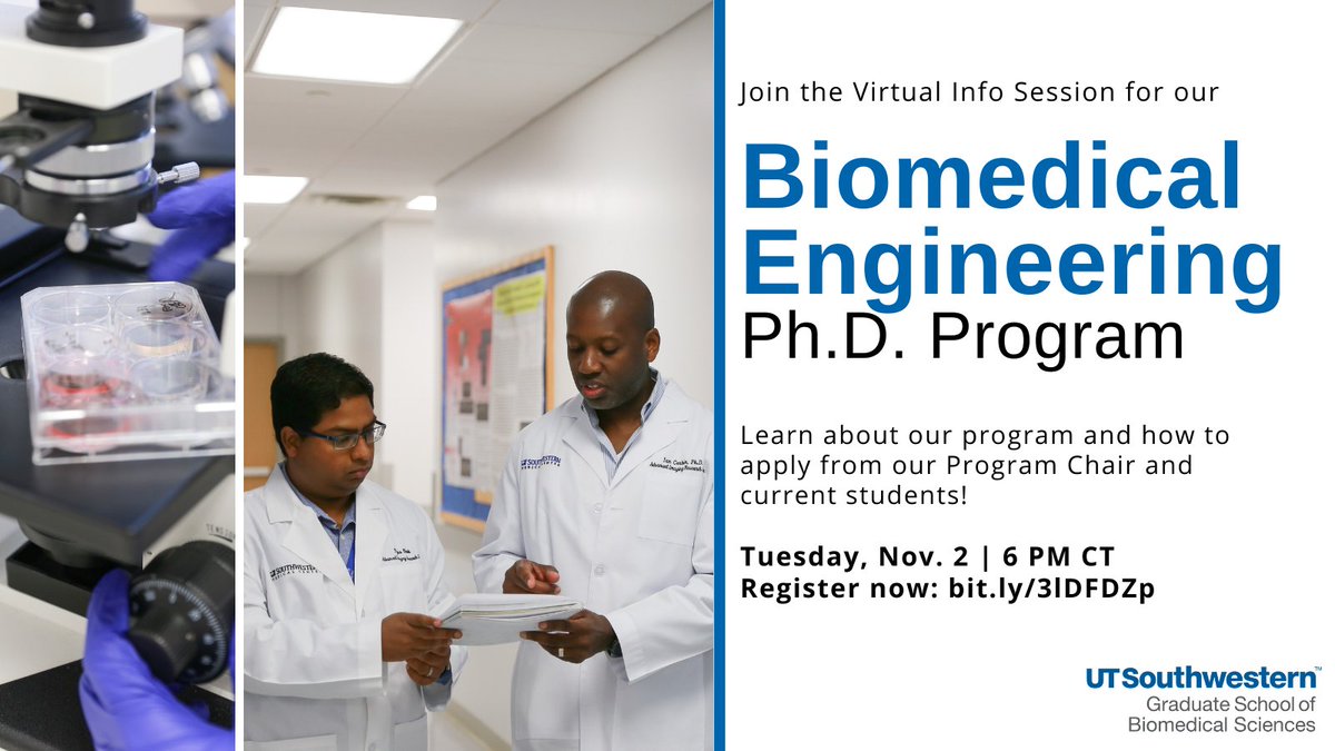 Want to be on the cutting edge of research with a Biomedical Engineering Ph.D.? Find out how at our <a href="/BiomedicalEng13/">Biomedical Engineer</a> Virtual Info Session on 11/2! Register now: bit.ly/3lDFDZp
