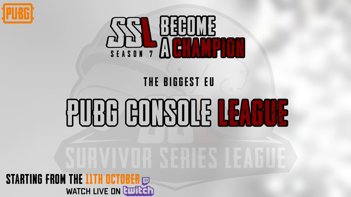 Season 7 of the SSL is getting near and spaces are starting to fill! 

So why not join the biggest EU league on console and see if your team can be the next SSL champions! 🏆

What are you waiting for? 👀⏳

#BeComeAChampion #SSL

<a href="/PUBG_EU/">PUBG: BATTLEGROUNDS Europe</a>

discord.gg/kRwkw3cYQC