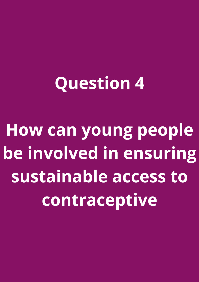 TinadaOrg's tweet photo. To our last question

How can young people be involved in ensuring sustainable access to contraceptives?

#WorldContraceptionDay #ContraceptionDay https://t.co/vNydCe30O4