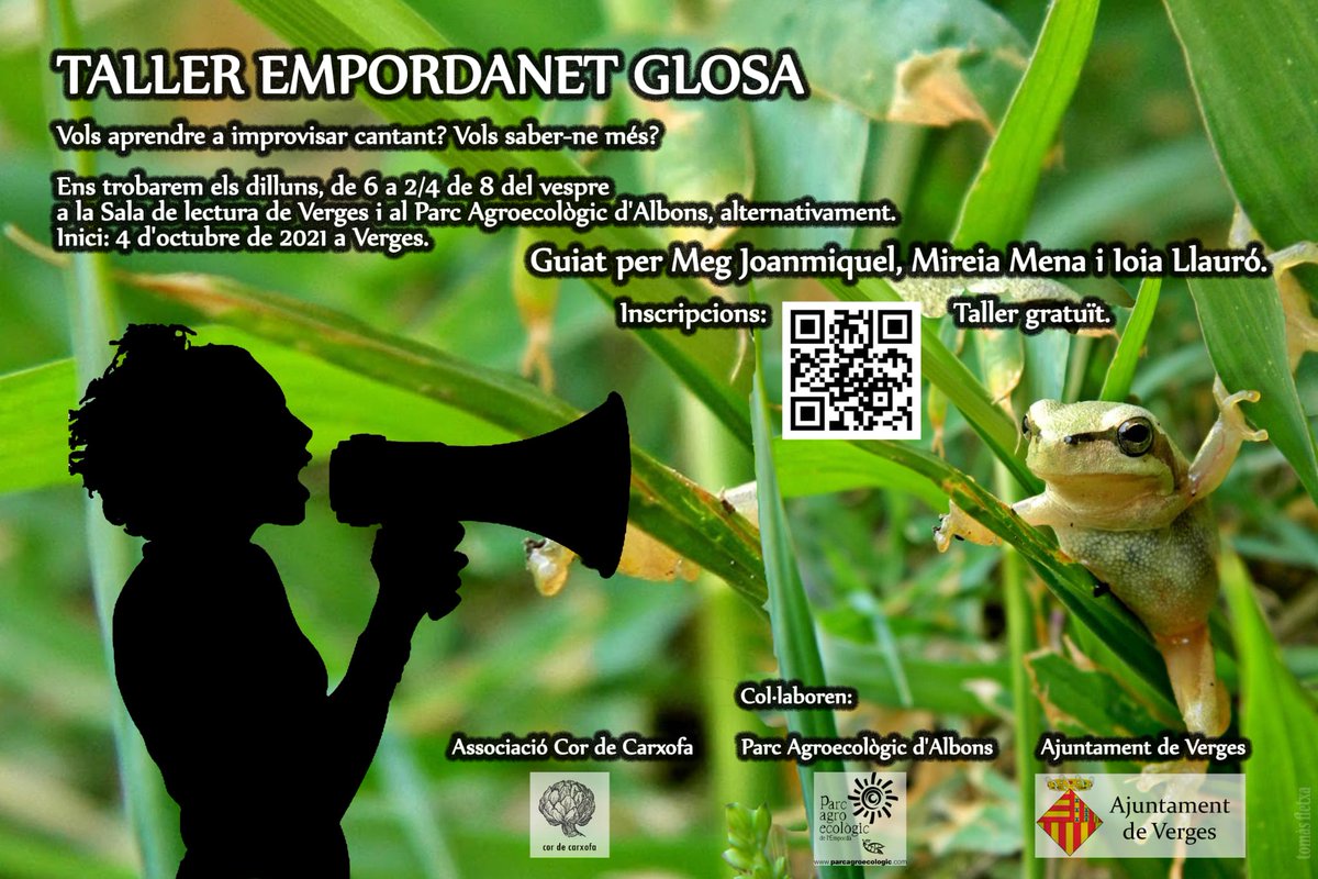 ajverges's tweet photo. 📢 Vols aprendre a improvisar cantant? Vols saber-ne més?
Taller gratuït els dilluns!
📆Inici dilluns 4 d’octubre.
⏰A les 18 h (fins a les 19.30 h)
📍Lloc: 1a sessió a la Sala de Lectura de #Verges
📝Inscripcions a: https://t.co/RJZimoHZNZ o el mateix moment de l’inici del curs https://t.co/6nSjCrXteX