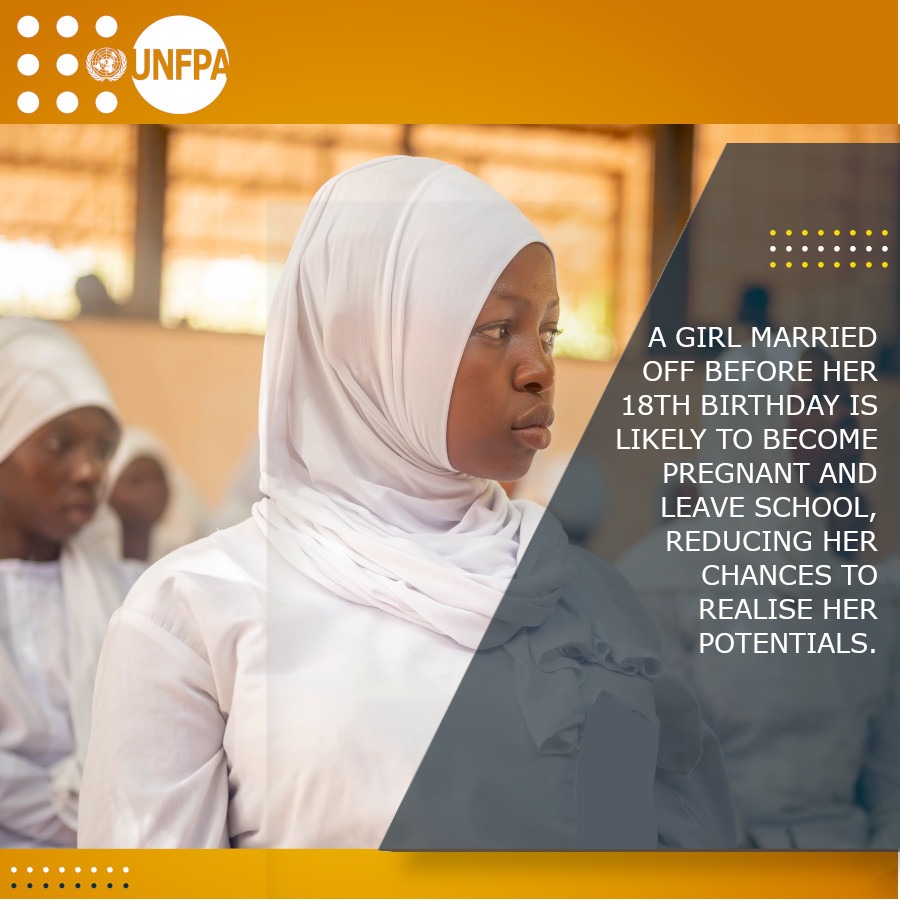 #ChildMarriage exposes adolescent girls to violence and hinders their chances to fulfill their potential.