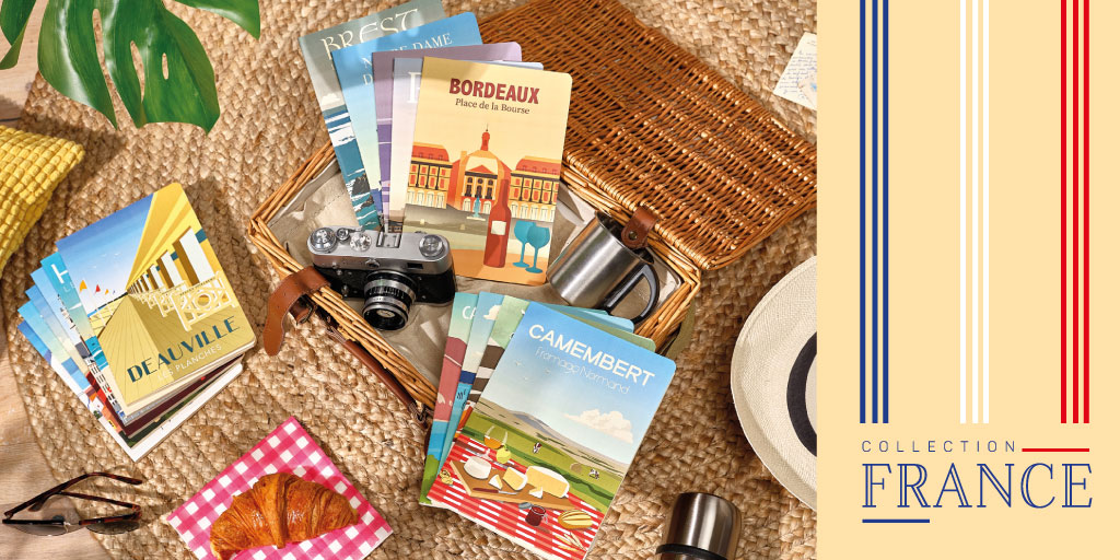 ClairefontUK's tweet photo. NEW from Clairefontaine: #CollectionFrance. A range of A5 and A6 notebooks with retro travel style covers and super-smooth 90gsm ivory paper. With fifteen destinations, where are you off to? 🍾🥐
Go sightseeing in our online Amazon store: https://t.co/SgWKPR2A7k https://t.co/46c9oU8zmw