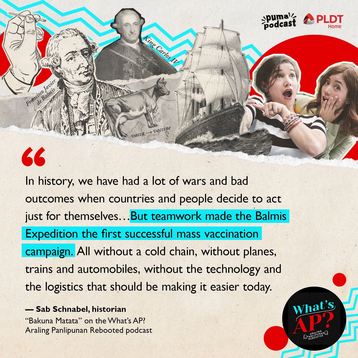 historyrebooted's tweet photo. The Balmis Expedition saved millions in the early 1800s—all without the technology we enjoy today! Their secret: Teamwork that spanned three continents.

Listen to our newest episode with @SabrinaSchnabel and @ceejtheday: https://t.co/VVaENHhlzz @PLDTHome https://t.co/uvRGjw6jHh