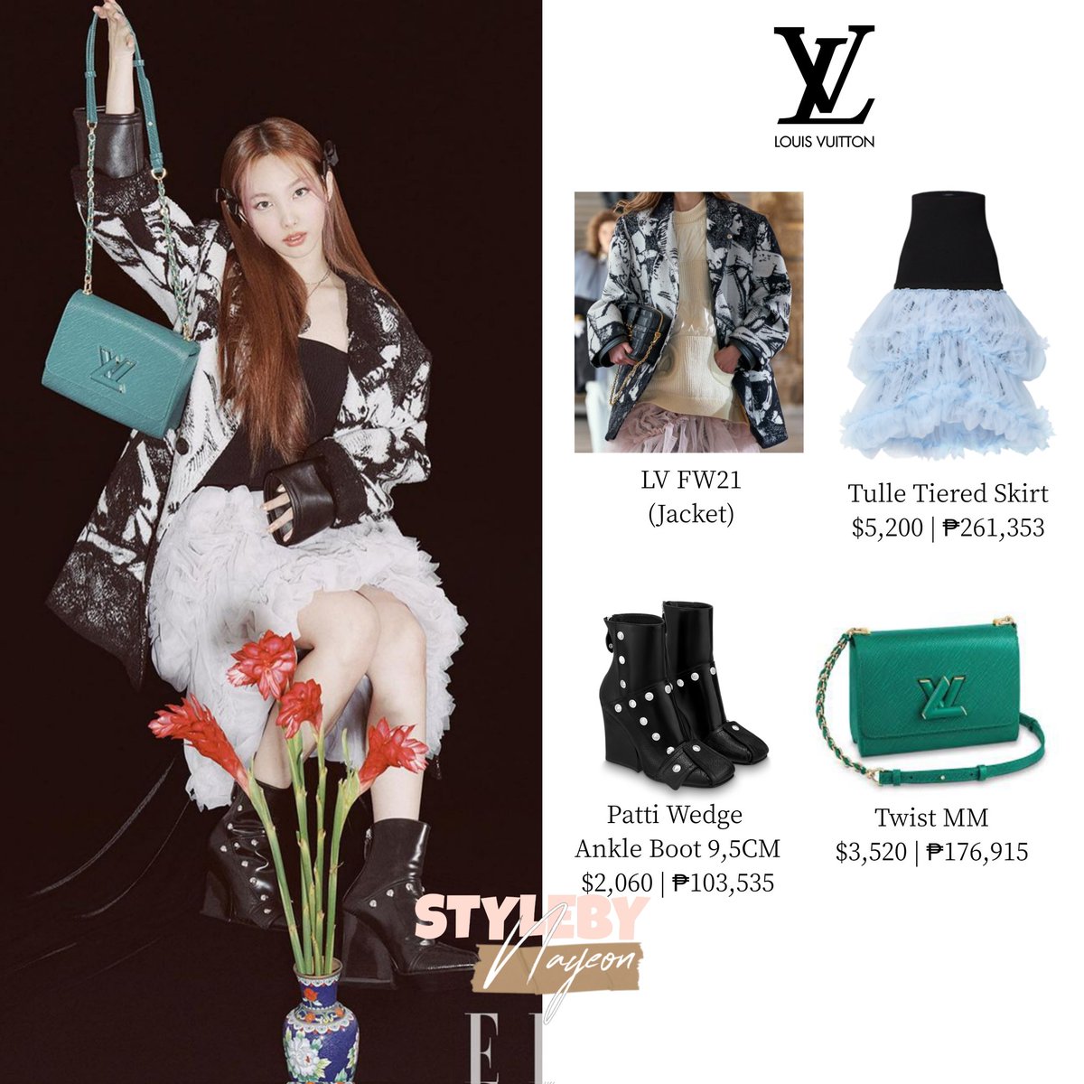 Louis Vuitton on X: #Nayeon in #LouisVuitton. Photographed for  @Elle_Korea, the K-Pop superstar wears pieces from @NicolasGhesquière's  #LVFW21 Collection and shows off the iconic Twist bag.   / X