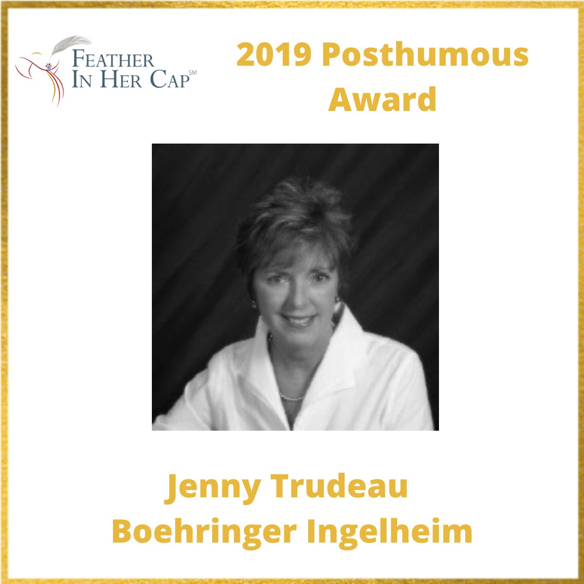 Fihcawards's tweet photo. 2019 winner RECAP!

 It was a bittersweet moment in 2019 when we were able to posthumously honour Jenny Trudeau for her contribution to animal health. Her impact and mentorship will resonate in our industry for many years to come. https://t.co/aEmAKETR28