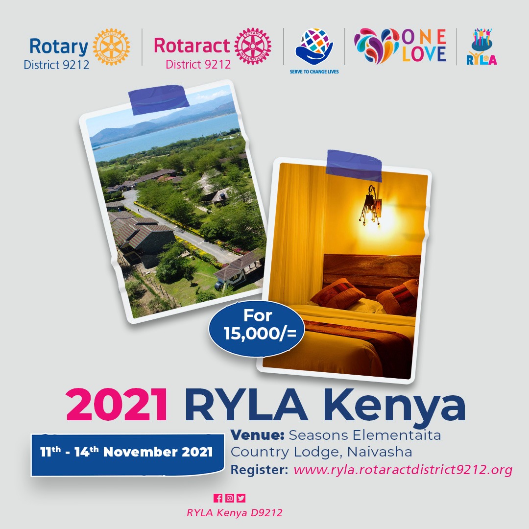Have you been wondering🤔? 
Is it happening? 
What is the plan?

 Introducing RYLA 2021 with a boom💥. Happening at All seasons Elementaita Lodge Naivasha 💃💃💃. From 11th - 14th November 2021.