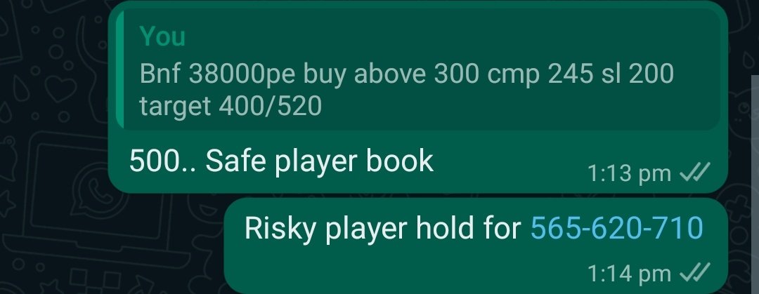 Capricion2's tweet photo. 38000pe bought at 300 booked 700

10,000/lot

Join https://t.co/mMqOBgqXO5

#Nifty #banknifty #StocksToWatch #intraday #stocks #StocksToBuy https://t.co/ywfLmWWRv3