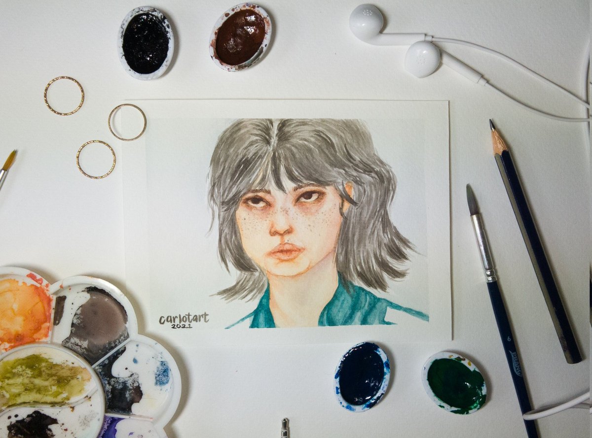 carlotart_'s tweet photo. HeYeon Jung as Kim Sae-Byeok in Squid Game! 🐙🎲 
#SquidGame #squidgamenetflix #heyeonjung #kimsaebyeok #Watercolor #ArtistOnTwitter https://t.co/6pTLsk3PwJ