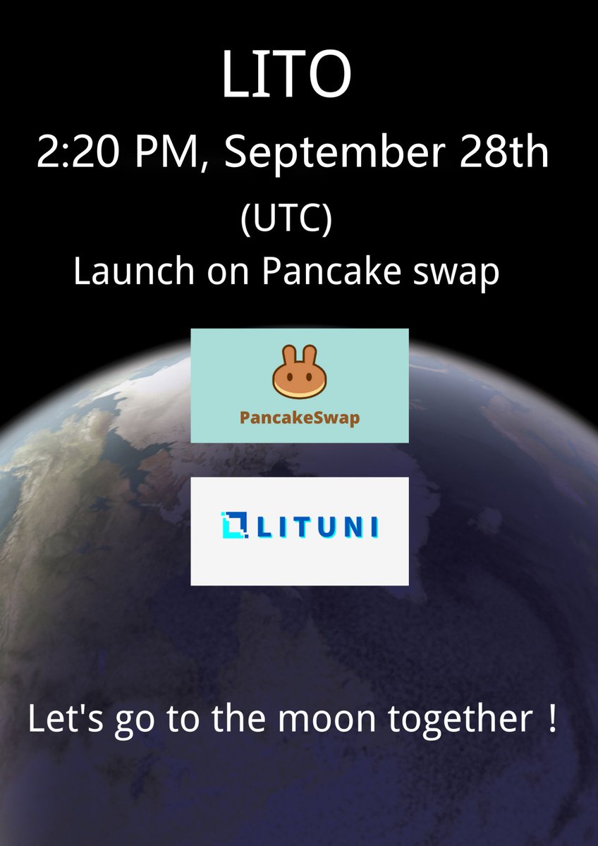 GOOD NEWS!!!
$LITO will be launch today, there will have  next-stage development plan of #LITUNI which will be announced after launch and numerous welfare marketing activities will be listed❗️❗️❗️PLZ keep following:
🌐TG: t.me/Lituniofficial 
🌐Web: lituni.social