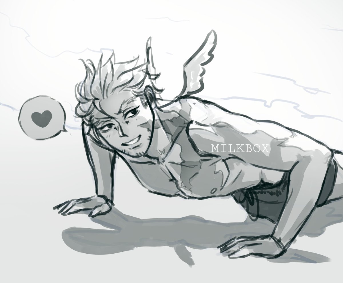 MilkBoxArt's tweet photo. Push-ups in the sand? 👀

[Please do not repost without permission and proper cred]

#keigotakami #hawks #hawksbnha #hawksmha #fanart #hawkssimp #digitalart https://t.co/xJOJD9GfsB