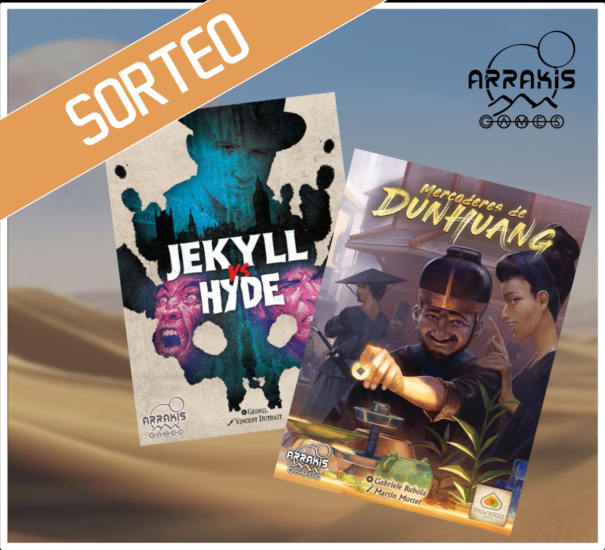ArrakisGames's tweet image. Mercaderes de Dunhuang y Jekyll vs Hyde llegan esta semana a tiendas y lo celebramos con un sorteo! Quieres ganar una lote con los 2juegos? Sigue estos pasos:

- Siguenos en Twitter
- ❤️y 🔄 este tweet

Anunciaremos el ganador el 01/09, suerte a tod@s!(Sorteo solo para España)