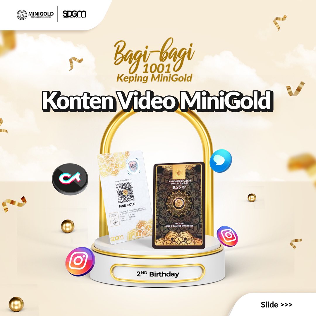 MiniGoldID's tweet photo. Menuju peringatan ulang tahun ke-2 MiniGold akan bagi-bagi 1001 keping MiniGold untuk Golders. 

Ada hadiah 0.25 gram untuk setiap pemenangnya. 

Selengkapnya cek disini: https://t.co/yuADbIHD0J https://t.co/romDclsGXN