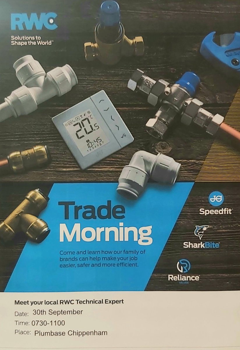 Plumbase Chippenham (@plumbasec) on Twitter photo This Thursday the 30th of September we have the great pleasure of hosting <a href="/AlexMillard20/">Speedfit_Alex</a> from <a href="/RWCUK/">Reliance Valves</a> in store, showing how they can make your job easier, safer, and more efficient. Oh and he's bringing breakfast, and we have the coffee. So why not stop by if your in the area. This Thursday the 30th of September we have the great pleasure of hosting <a href="/AlexMillard20/">Speedfit_Alex</a> from <a href="/RWCUK/">Reliance Valves</a> in store, showing how they can make your job easier, safer, and more efficient. Oh and he's bringing breakfast, and we have the coffee. So why not stop by if your in the area.