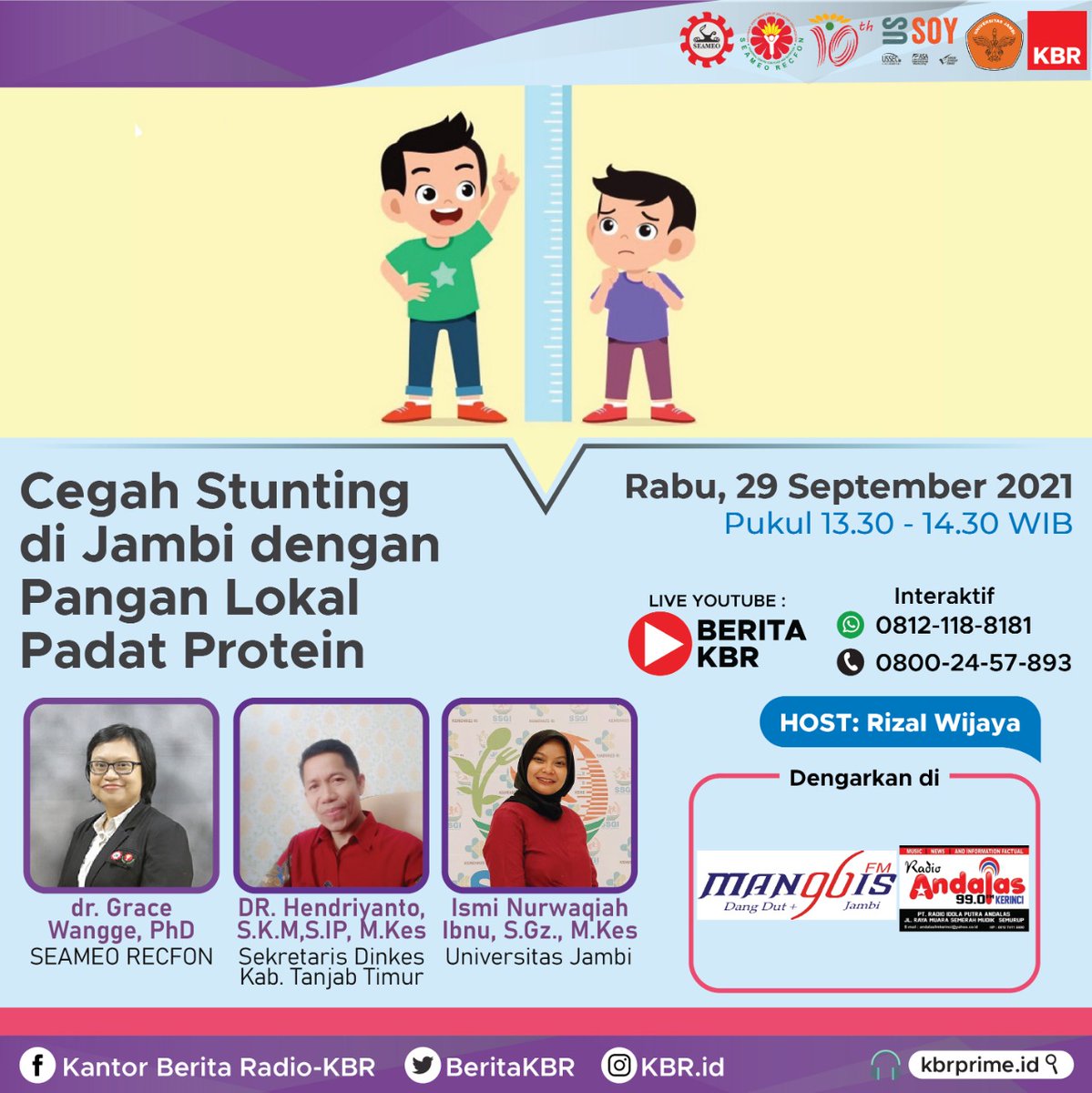 beritaKBR's tweet photo. Tubuh perlu asupan gizi. Sebab, kekurangan gizi kronis karena kurangnya asupan gizi dapat menyebabkan stunting.
Apa langkah tepat mencegah stunting?
Apa saja pangan lokal yang bermanfaat utk mendukung pertumbuhan anak?
BESOK kami bahas ini di #ProgramKhususKBR https://t.co/qFcylaSzHb