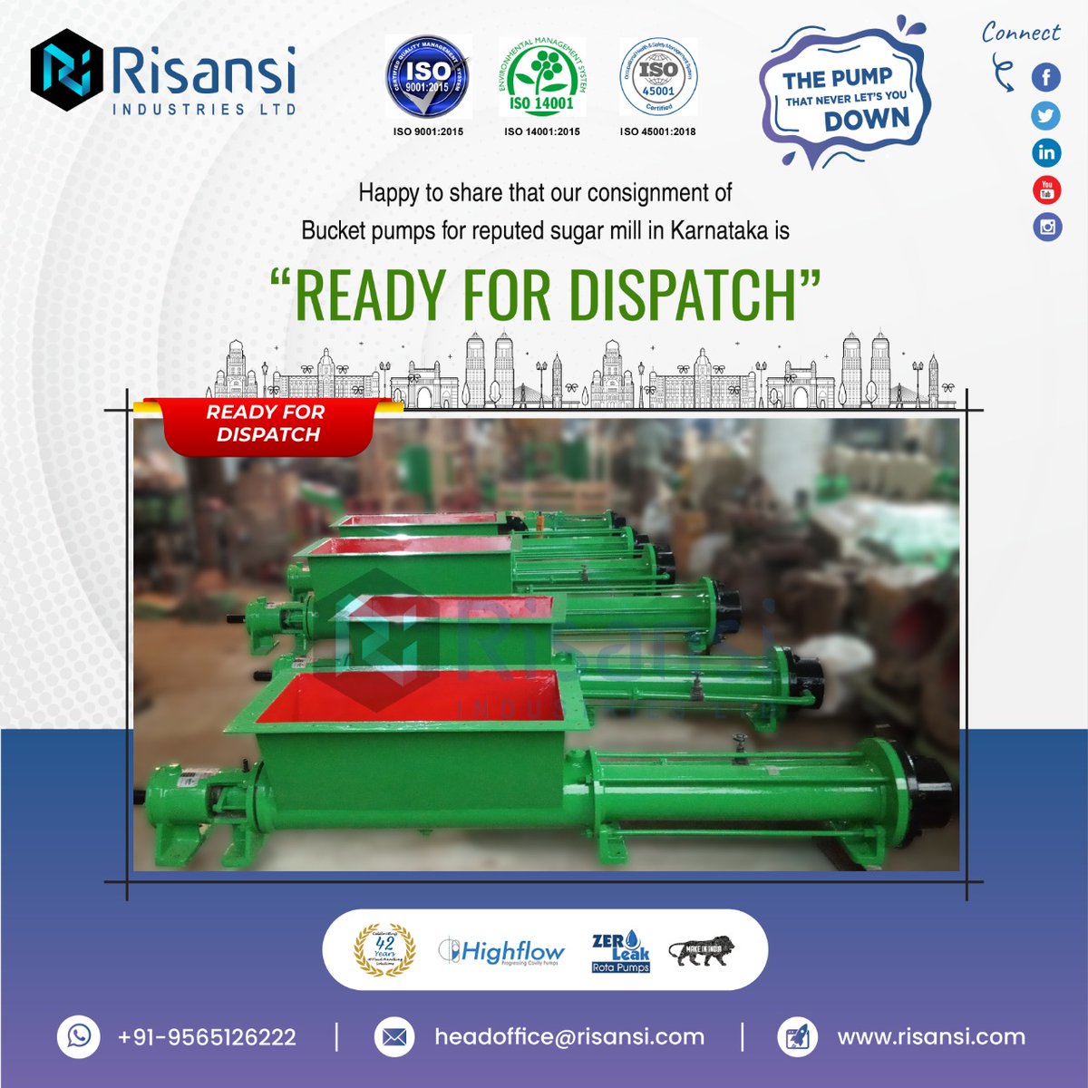 Risansipumps's tweet image. We at Risansi Industries Ltd. are very happy and proud to share that our consignment of Risansi Make Bucket pumps is “Ready to Dispatch” to a reputed sugar mill in Karnataka. Quality pumps and customer satisfaction are our main focus. 

#risansimake #readytodispatch #bucketpump