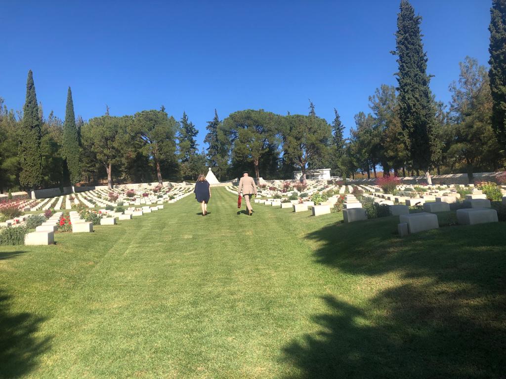 ukingreece's tweet photo. Honorary Consul Maria Tsakali and Squadron Leader Marcus Fountain attended a WWI commemoration at the Five Nations’ Memorial at #Polykastro on Sunday 26 September to mark the 103 years from the signing of the Armistice of Thessalonica. Further details: https://t.co/a6qnUSjNkN https://t.co/Mo2IzrBz21