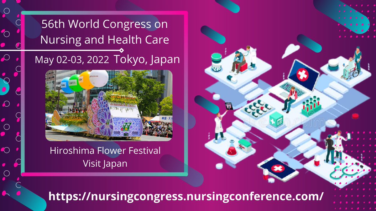 SamRoy61561732's tweet photo. #callforpaper We invite all the nursing professionals to submit your Abstract for the 56th World Congress on #Nursing and #Health Care on May 02-03, 2022 at Tokyo, #Japan. #WorldNursingCongress2022
#nurse #globalnursing #visitjapan #Nursingconference2022 #hiroshimaflowerfestival https://t.co/JM8GqNzDj7