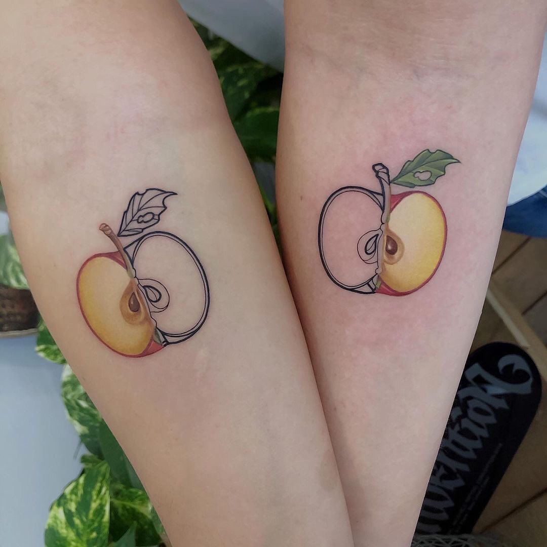 FYeahTattoos.com — His & hers peach and plum. In honour of the front...