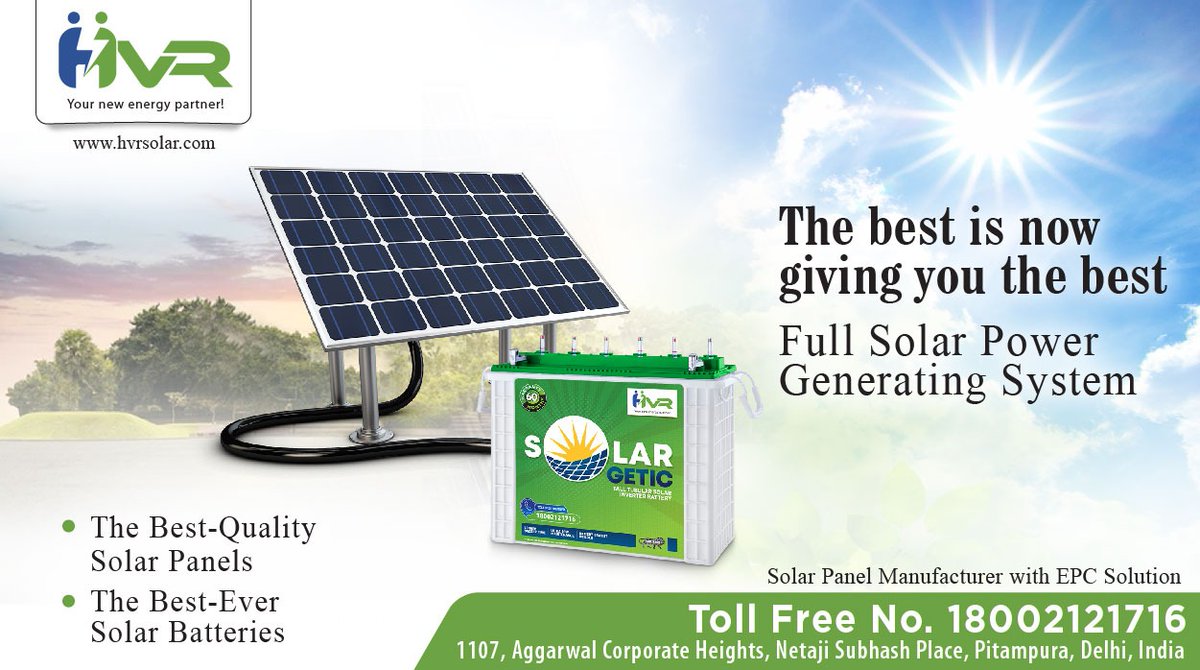 Providing Customized Solar Panels and #Solargetic #TubularBatteries, we have created the full solar power generating system for your convenience.
hvrsolar.com/solargetic

#TubularBattery #SolarManufacturer #SolarPanels #EPCSolution #SolarBatteries #SolarPowerEnergy #Hvr #Hvrsolar