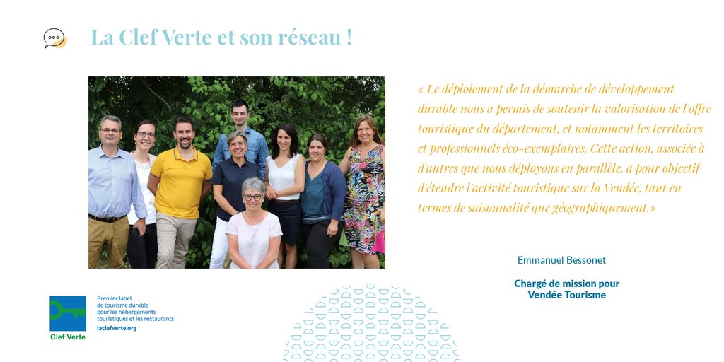 ClefVerte's tweet photo. Engagé dans une démarche de tourisme durable, @Vendeetourisme a intégré le réseau @ClefVerte en 2020. Emmanuel Bessonet nous fait part de son retour d’expérience!  
#destinationvendee #vendeetourisme #tourismedurable #developpementdurable #vacancesvertes #vacancesenfrance https://t.co/gkcjOZC7Q6