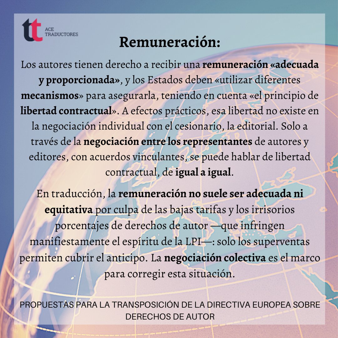 acetraductores's tweet photo. Hoy os traemos algunas de nuestras propuestas para la que inminente transposición de la Directiva europea sobre derechos de autor sea justa. #LPI #derechosdeautor https://t.co/aORjQzQkfI