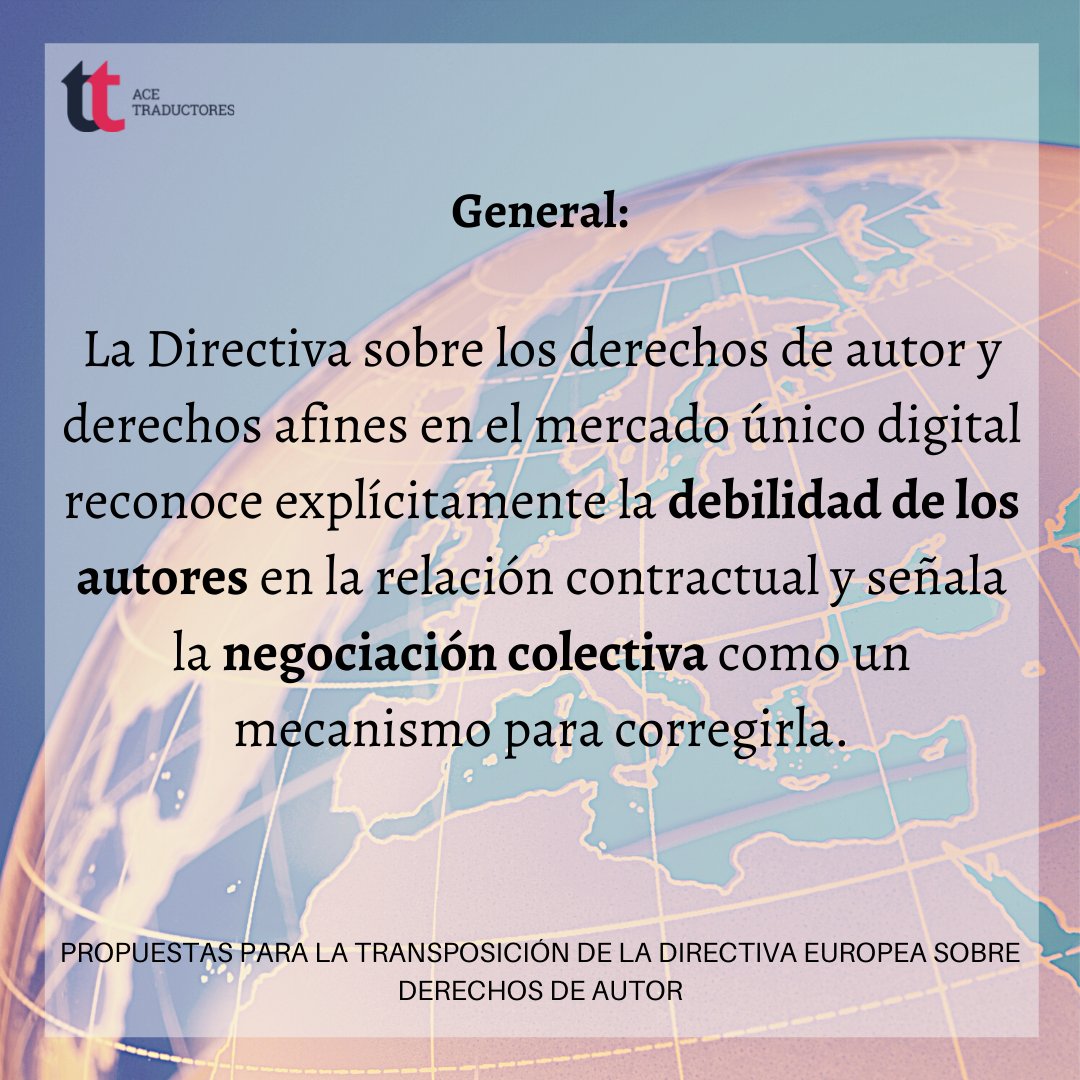 acetraductores's tweet photo. Hoy os traemos algunas de nuestras propuestas para la que inminente transposición de la Directiva europea sobre derechos de autor sea justa. #LPI #derechosdeautor https://t.co/aORjQzQkfI