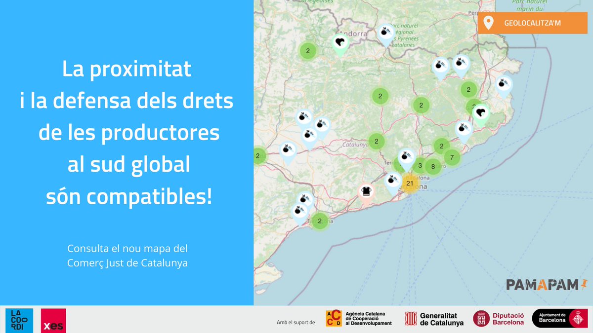 LaCoordiCat's tweet image. 🙌Estrenem nou mapa impulsat amb @pamapamcat, on trobaràs tot els projectes de #ComerçJust que tenim a l'abast a Catalunya. 

🌍Apostem per l'#EconomiaSocialiSolidària amb visió de #JustíciaGlobal! 

 lacoordi.cat/mapa-comerc-ju…