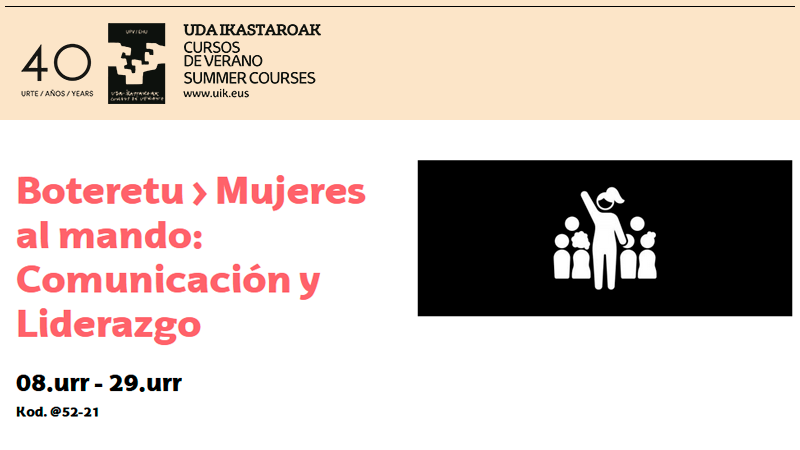 emakundEJGV's tweet photo. Urriaren 8an "Mujeres al mando: comunicación y liderazgo" @uik_eus-ren ikastaroa hasiko da: https://t.co/Q2qW0rfgjH
🎯 Helburuak
👉 Emakumeen blokeo-mekanismoak identifikatzea eta ulertzea.
👉 Komunikazio estrategikoko eta emakumeen lidergoko trebetasunak entrenatzea.
#Boteretu https://t.co/i0a3J7yMDg