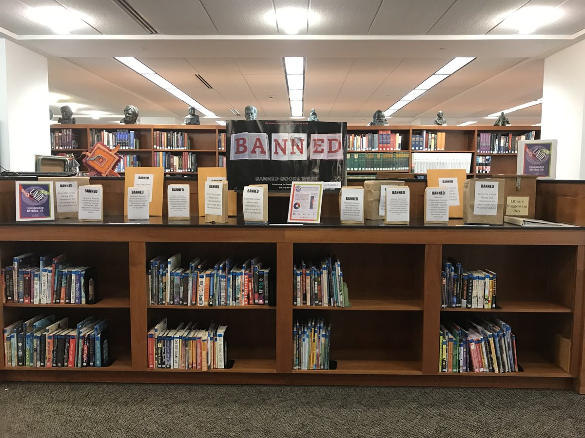 CUPLibraries's tweet photo. Be sure to stop by Level 1 of Carlson Library to check out our Banned Books Week display! Lift the brown paper bags to see which books have been banned. #BannedBooksWeek2021 https://t.co/uJArgv5rdG