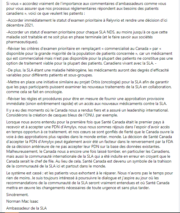 HudonGerant's tweet photo. Merci a @NormanMacIsaac pour parler au nom des gens touchés par la #SLA 

Santé Canada DOIT revoir sa position !!!

J'en discute ce midi avec @JeromeLandry au @fm93quebec 

Extrait de la lettre joint ici

#vaincrelaSLA 
pour un don 
@SLA_ALS_Quebec https://t.co/Th7WG9EtMq