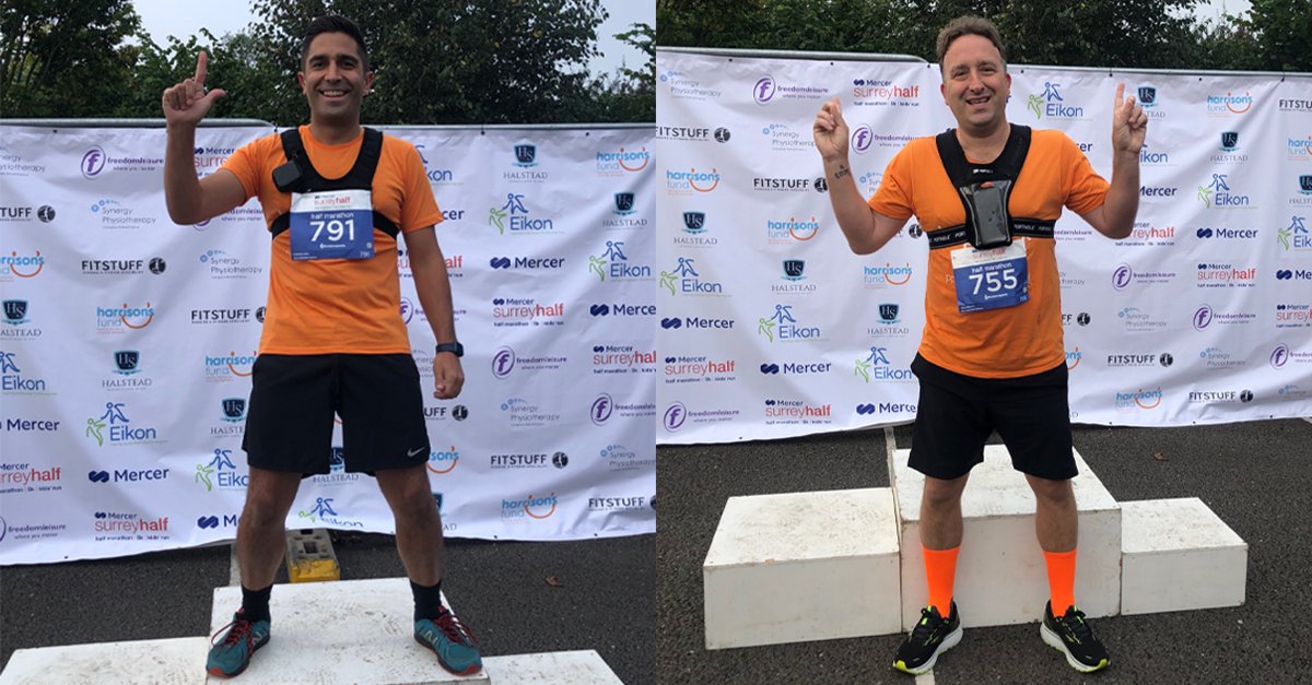 topclicktweet's tweet photo. Team topclick had a blast at the @surreyhalf on Sunday. Miles &amp; Kevin completed the half marathon in a fantastic time all while raising money for @WSBHospices! https://t.co/BUI6V7EtS6