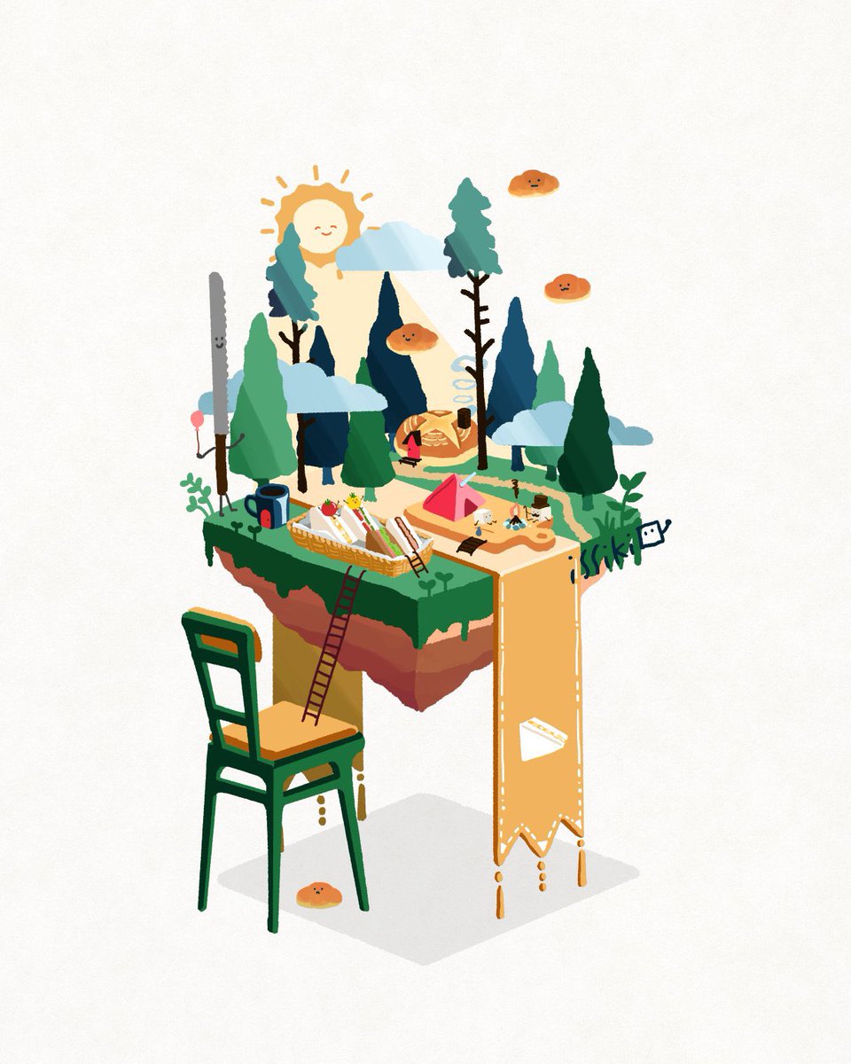 「Table town…×4 ☀️🏝🍽
#delightfuldioramas」|一色十秋 - イッシキトアキのイラスト