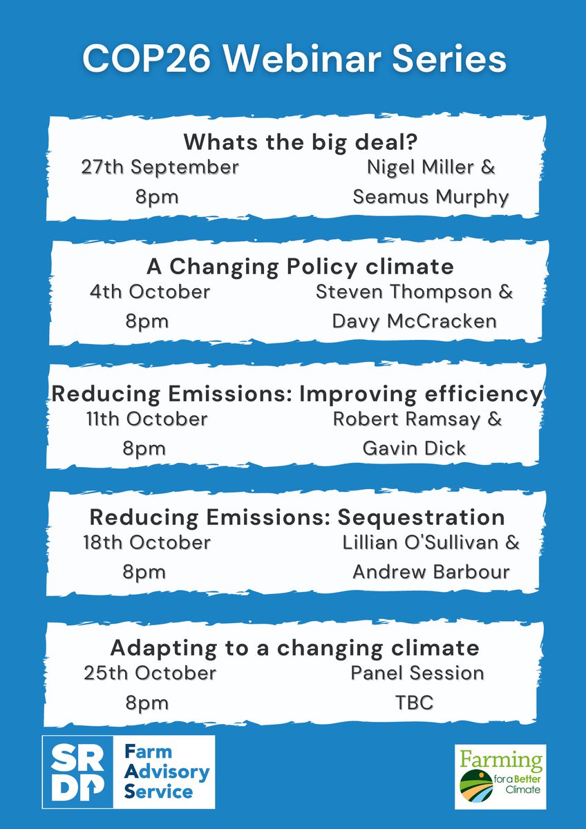 Scotland's Farm Advisory Service (@fasscot) on Twitter photo Join us next Monday as we look at the impact the #COP26 conference and climate change may have on #Scottish agricultural policies. Learn more about the role #farming can play in reducing emissions & a greener future. buff.ly/3tGTYIb <a href="/DavyMcCracken/">Davy McCracken</a> <a href="/stevengthompson/">Steve Thompson</a> <a href="/SRUC/">SRUC</a> Join us next Monday as we look at the impact the #COP26 conference and climate change may have on #Scottish agricultural policies. Learn more about the role #farming can play in reducing emissions & a greener future. buff.ly/3tGTYIb <a href="/DavyMcCracken/">Davy McCracken</a> <a href="/stevengthompson/">Steve Thompson</a> <a href="/SRUC/">SRUC</a>