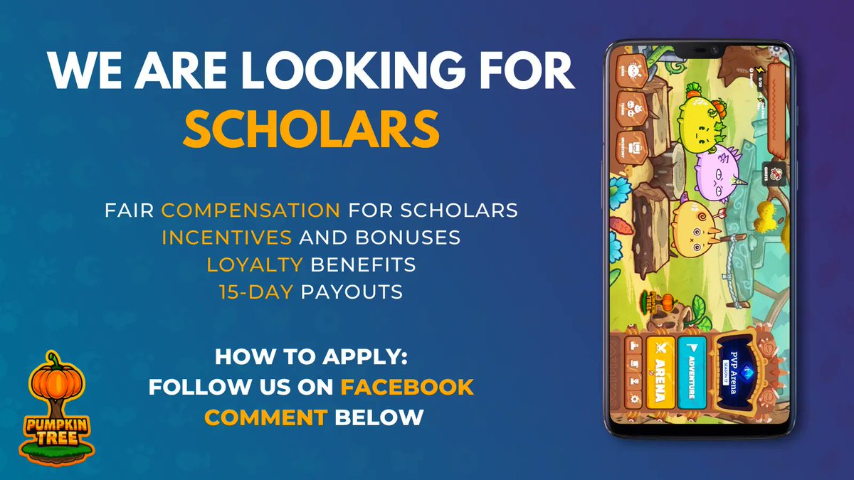 PTG is now looking for Axie Scholars! 

Follow our Facebook page for more details.

#axiescholarship #axieinfinityscholarship #AxieScholar #AxieScholarships #axieinfinity