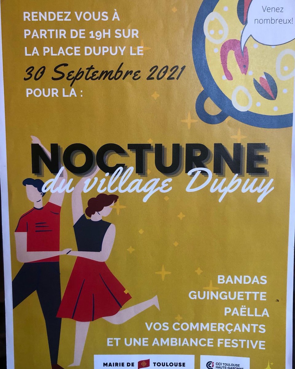 Nocturne du #VillageDupuy le 30 septembre. Une animation proposée par les commerçants de la place Dupuy à #Toulouse