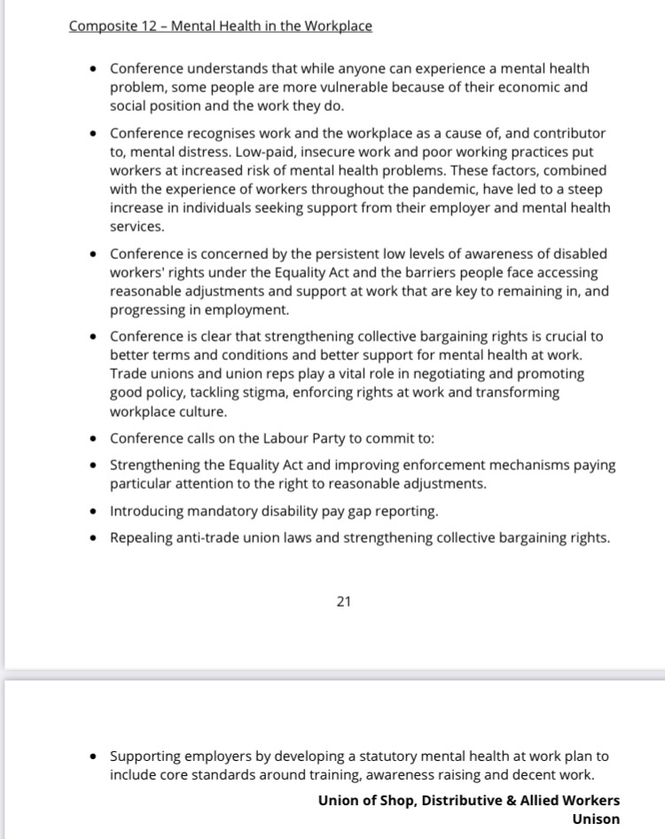 Usdaw will be moving this motion at #lab21, and we’re proud to be seconded by <a href="/unisontheunion/">UNISON - UK's largest union</a> , whose members do such important work in mental health services.