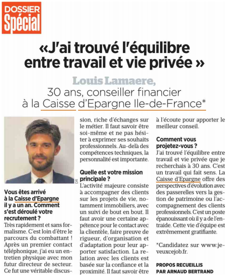 TeddyBisson's tweet photo. Equilibre vie pro/vie perso, voici une des raisons de rejoindre la @CE_iledefrance👨‍💼
Louis, Conseiller Financier dans @le_Parisien 
https://t.co/egIaETXWGT
#emploi #recrutement #job #CEIDF #BPCE #banque https://t.co/nadM2DCGPv
