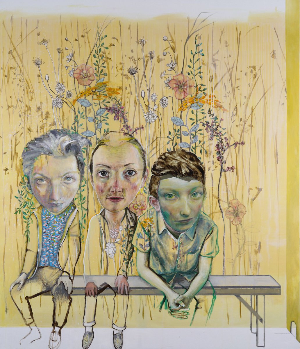 Tamara Muller maakt schilderijen als collages waarbij haar eigen gezicht in de figuren zijn geplaatst. Die kijken je doordringend aan waardoor je onderdeel wordt van het tafereel. #tamaramuller #schilderkunst #art