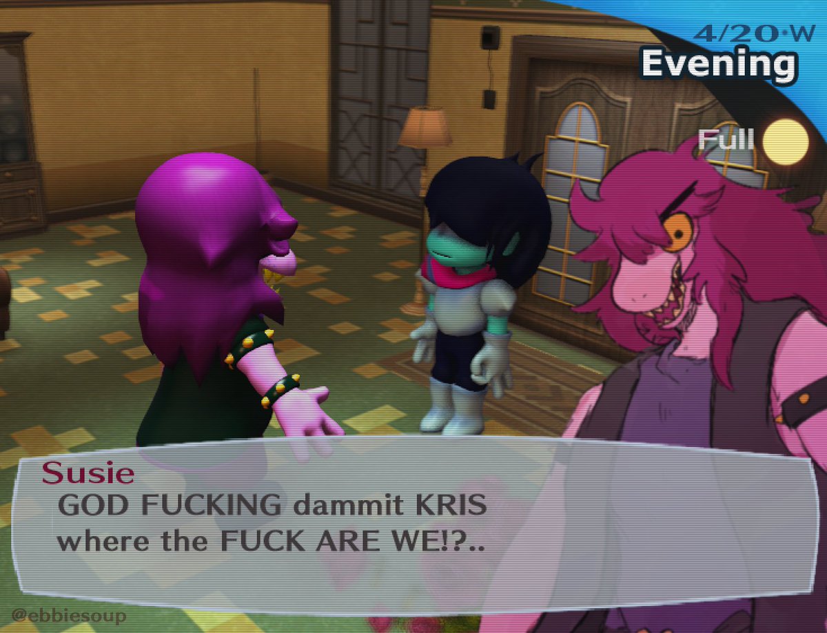 ebbiesoup's tweet image. godammit kris whats a tartaRUS 
#deltarune #persona