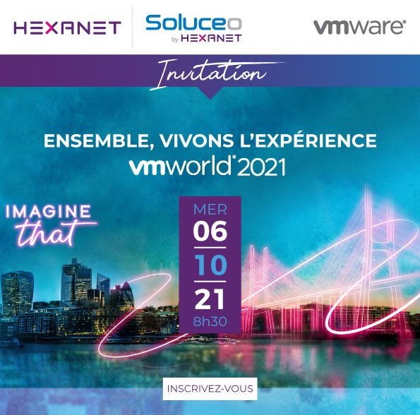 Hexanet's tweet image. [Evènement] 📅
Venez échanger et partager avec nous le mercredi 6 octobre dès 8h30 au Rooftop52 à #Lyon  pour vivre ensemble le live du VMworld 2021.
Inscrivez-vous dès maintenant : bit.ly/39LfgLm
#VMware #VMworld2021