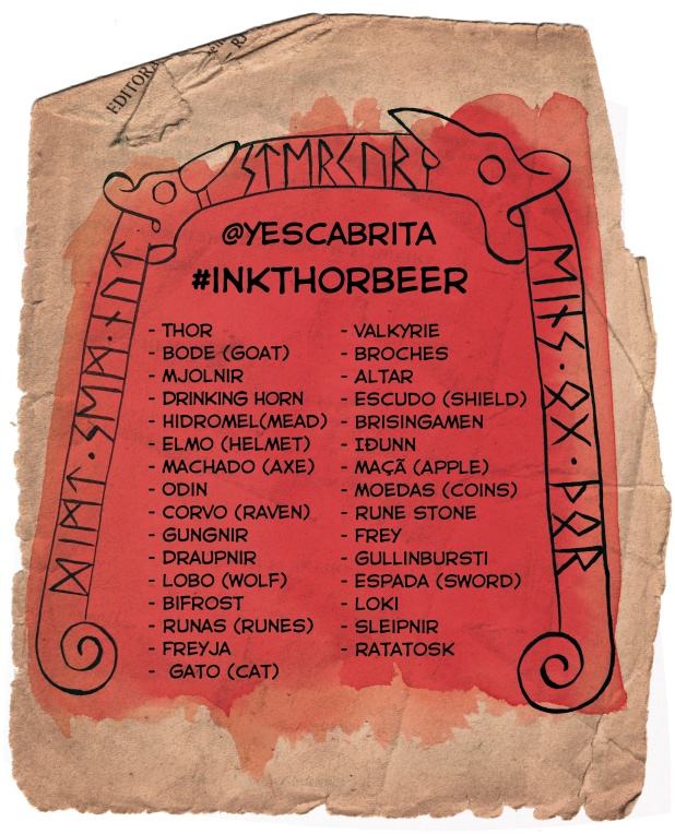 yescabrita's tweet photo. Sexta feira começa o meu #octoberchallenge, e ai vão os temas. Quem quiser participar me marca @yescabrita coloca a #inkthorbeer que eu compartilho também. Bons desenhos 🙂 https://t.co/qWEWbEEqGq