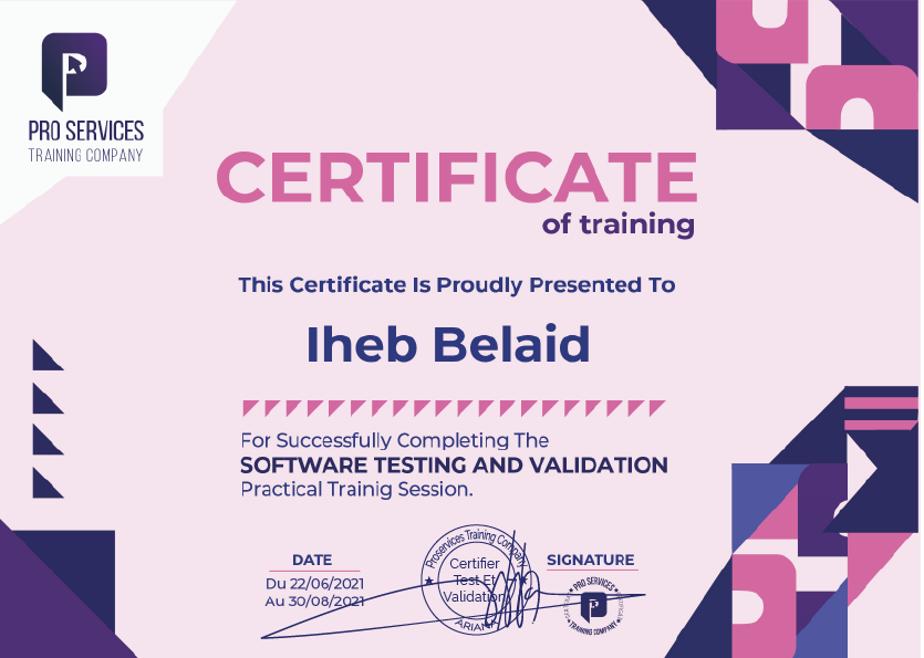 proservicetrai1's tweet image. 𝐟𝐨𝐫𝐦𝐚𝐭𝐢𝐨𝐧 effectuée avec succès!
Félicitations à tous nos candidats. #𝐏𝐫𝐨𝐬𝐞𝐫𝐯𝐢𝐜𝐞𝐬_𝐓𝐫𝐚𝐢𝐧𝐢𝐧𝐠_𝐂𝐨𝐦𝐩𝐚𝐧𝐲 vous souhaite un excellent parcours professionnel.
 +216 58 98 56 08
#Certificate_of_Training #Test_et_Validation #Testeur #Succès #IT #Technology