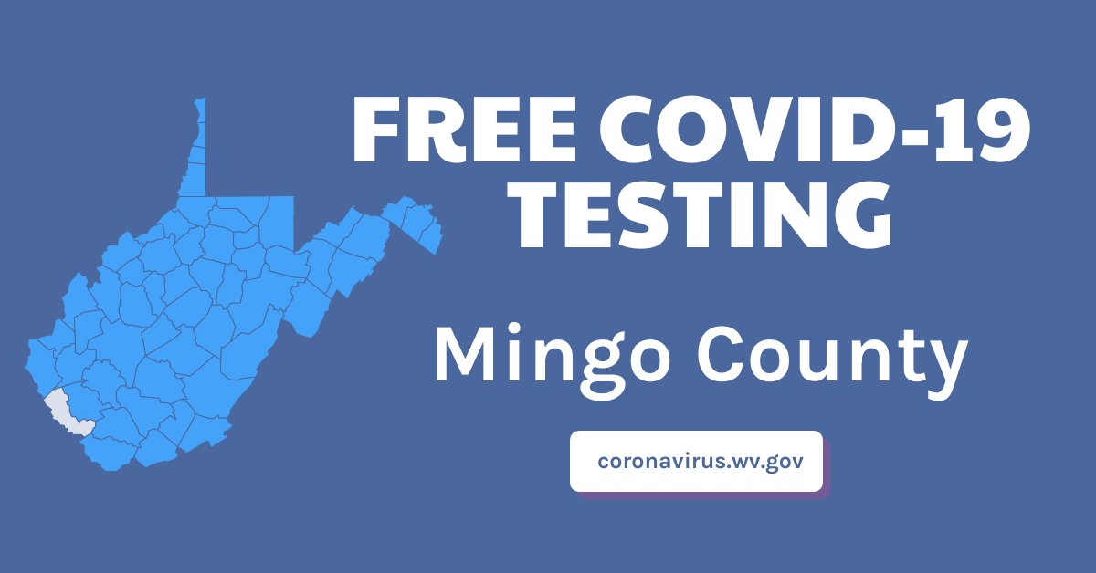 WV_DH_DHF_DoHS's tweet photo. Mingo County: Free #COVID19 testing:
🔷Sept 28 10 a-2 p Kermit Fire Department
🔷Sept 30, 10 a-2 p Seven Eleven, Williamson
🔷Wednesdays, 9 a-3 p Southern WV Health System
🔷Tues/Thurs 9 a-2 p Williamson Health &amp; Wellness
🔷Mon-Fri 10 a-4 p Hurley Drug Co https://t.co/cM06CWEjyn