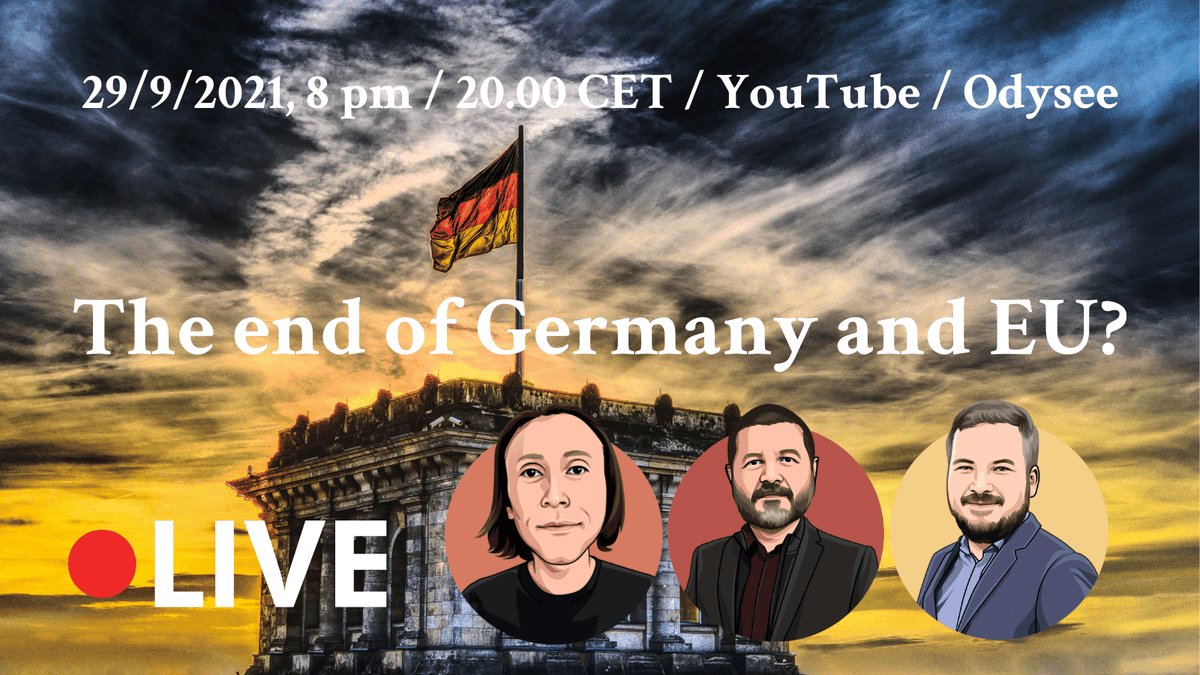 ETNostra's tweet photo. LIVESTREAM: The end of Germany and EU?

29/9/2021, 8 pm / 20.00 CET / YouTube / Odysee

#GermanElection2021 #EuropeanUnion https://t.co/bwujAwEwvE