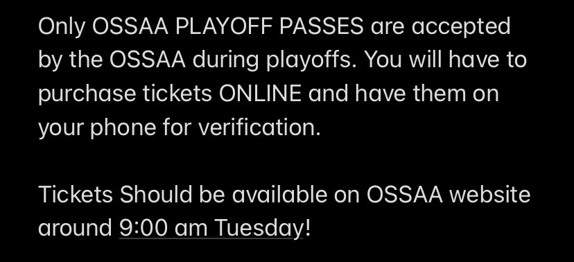 Regional Bracket for the Regional Tournament at Dewey. Please note that games will start on Wednesday the 29th and finish on Thursday the 30th. Tickets are sold ONLY online at ossaa.com