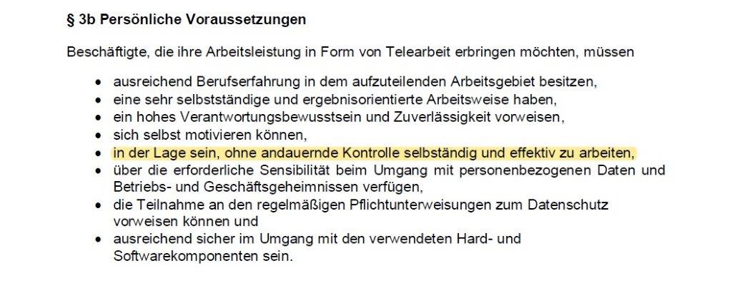 CarstenKoeppl's tweet photo. Hallo @Stadt_WF, finde wirklich toll, dass ihr eine Dienstvereinbarung zu mobilen Arbeiten in der Stadtverwaltung habt! Aber sollen die persönlichen Voraussetzungen eine Inanspruchnahme verhindern? Und Punkt 5 sagt sehr viel über euer Vertrauen in die Mitarbeiter*innen aus! https://t.co/uP5pylAQwH