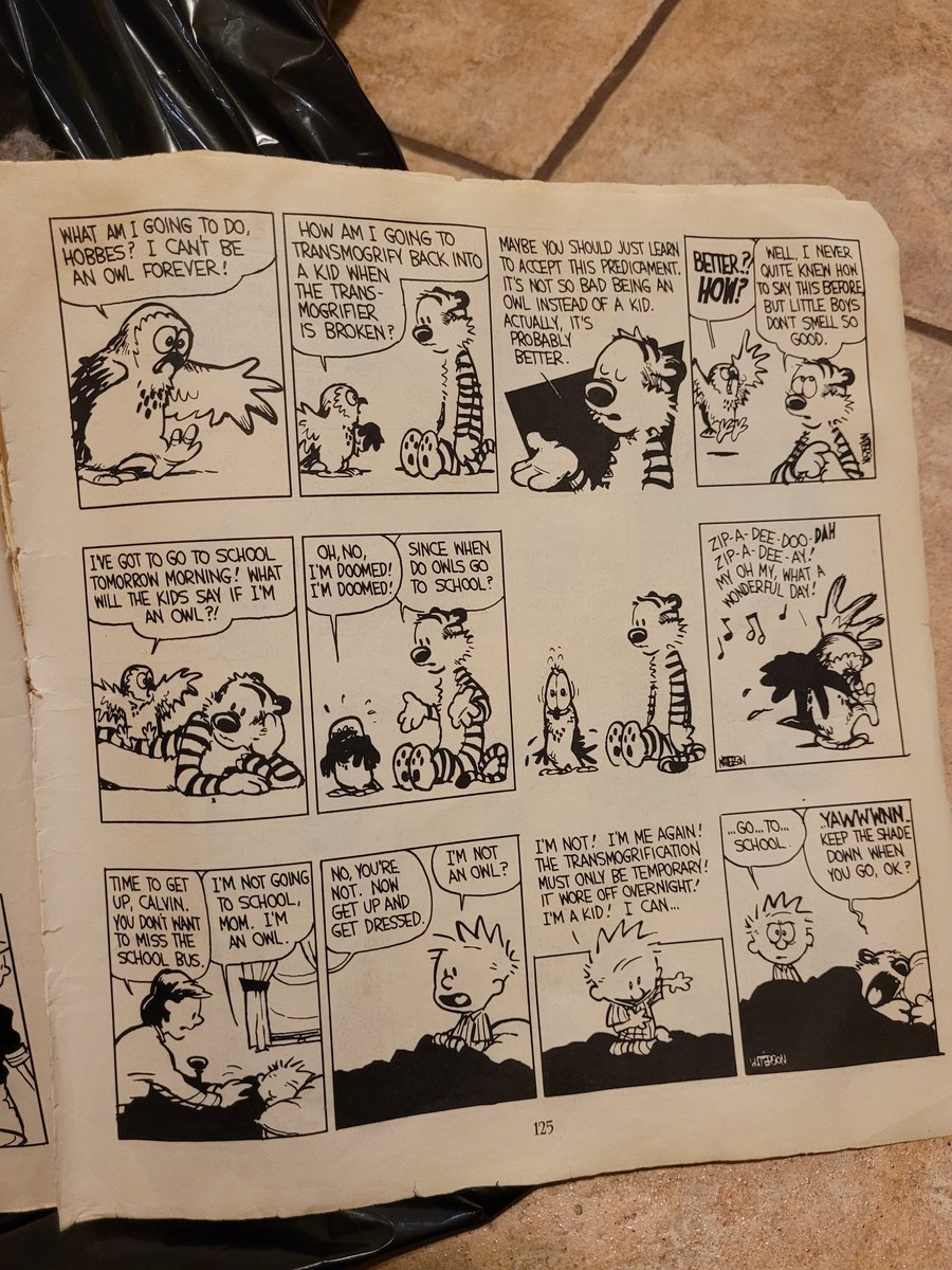 CassidyTheCivet's tweet photo. For #tftuesday have a nice Calvin and Hobbes comic I found while cleaning. This is such an underrated tf aesthetic and definitely something I remember reading in school. Also a #ThrowBackToSchool https://t.co/gZZn5zeBj8