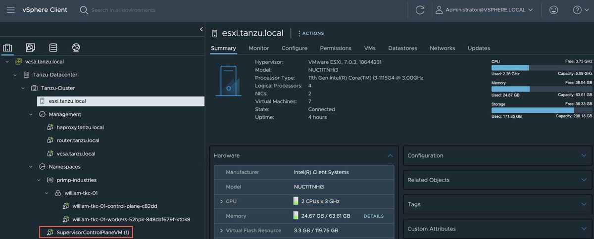 [New] - Single node Supervisor Control Plane VM for vSphere with Tanzu now possible in vSphere 7.0 Update 3 williamlam.com/2021/09/single…

Great news for those interested in running vSphere with <a href="/VMwareTanzu/">VMware Tanzu</a> in #Homelab 🥳 Fully functional setup using ~24GB memory on Intel NUC! 🤙